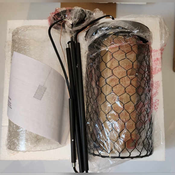 Wire Cylinder Cage Mini Ceiling Pendant Light Fixture Adjustable Drop Up To 55" - Picture 2 of 8